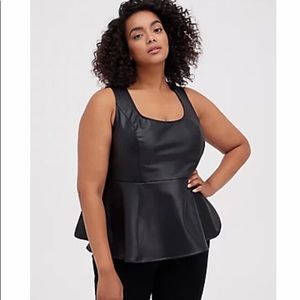 1x Torrid faux leather peplum top